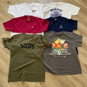 Bundle lot six skateboard streetwear t shirts all L all 100% cotton vans huf